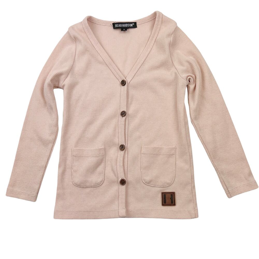 Beau Hudson Pastel Pink Ribbed Cardigan